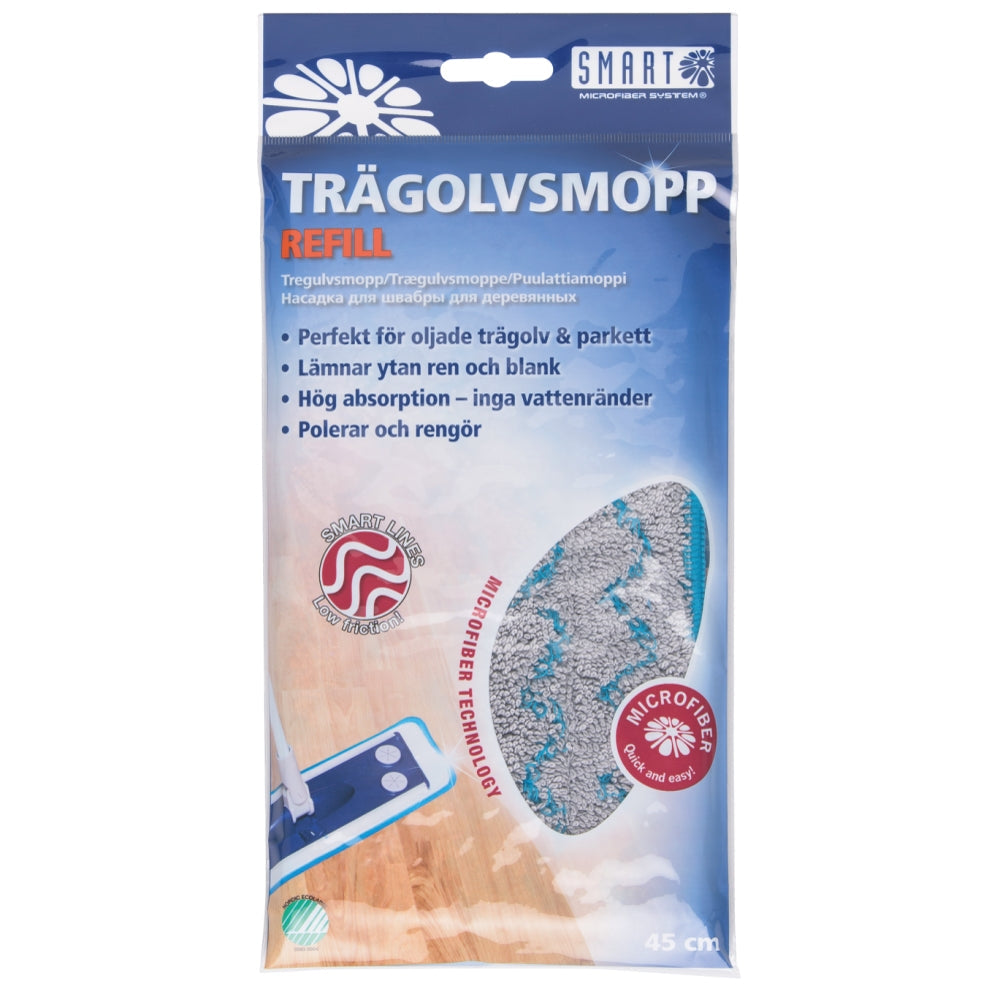 Smart Trägolvsmopp Microfiber Refill - 45 CM vitt i gummi
