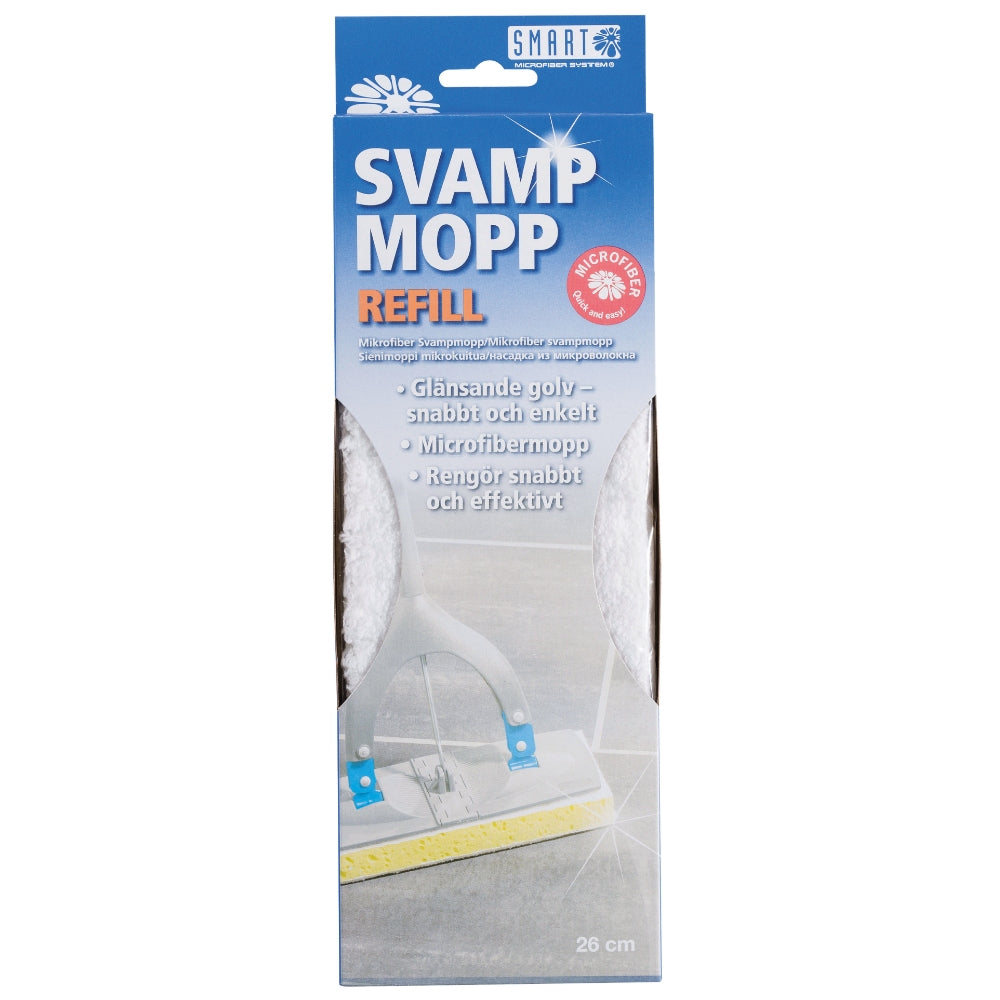 Smart Svampmopp Microfiber Refill - 26 CM vitt i gummi