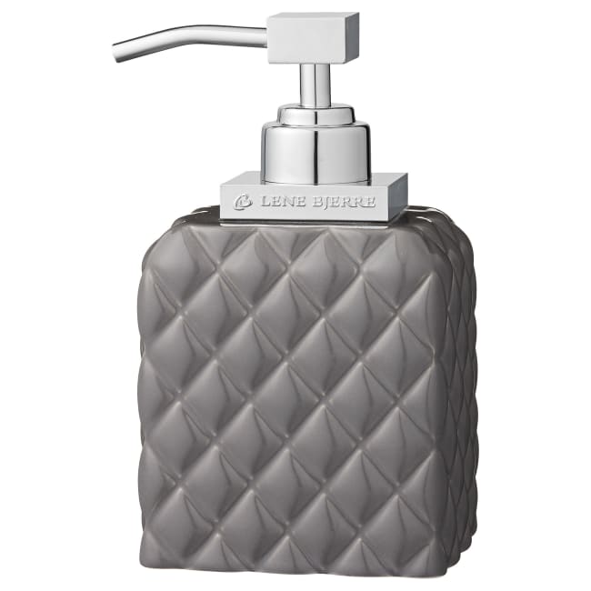 LENE BJERRE Portia Tvåldispenser – 9x7x16 cm, Mellangrå/Silver vitt