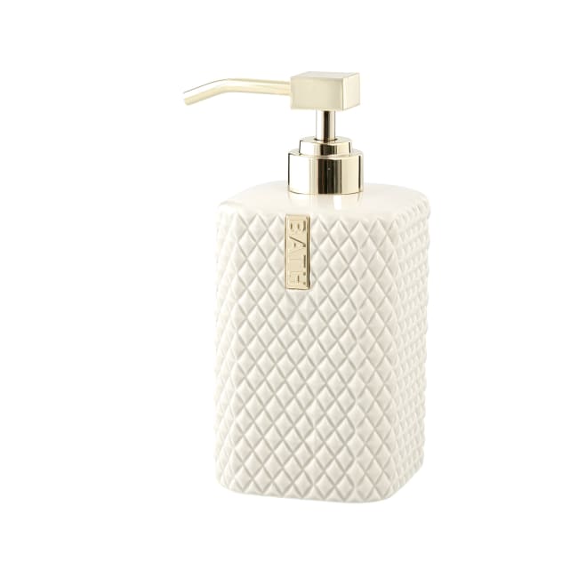 LENE BJERRE Marion Tvåldispenser – 7,5x7,5x17,5 cm, Vit/Silver vitt