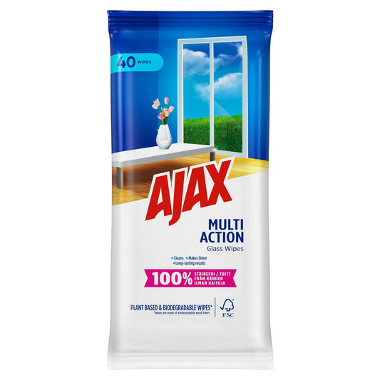 Ajax Wipes Multi Action Glas - 40-Pack vitt