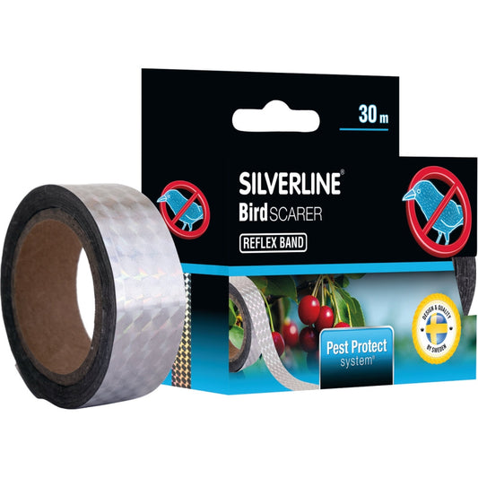 Silverline Fågelskrämma Reflexband - 30m gratt