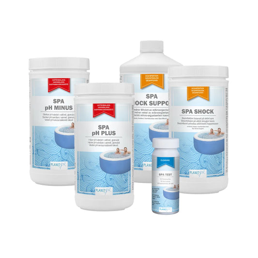 PLANET SPA Set Shock - Spa Shock 1kg, pH + 1kg, pH - 1.5 kg, Shock Support 1 l, teststickor från Planet Spa