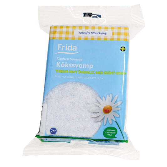 Frida Köksvamp Med Grepp Blå/Vit - 2P