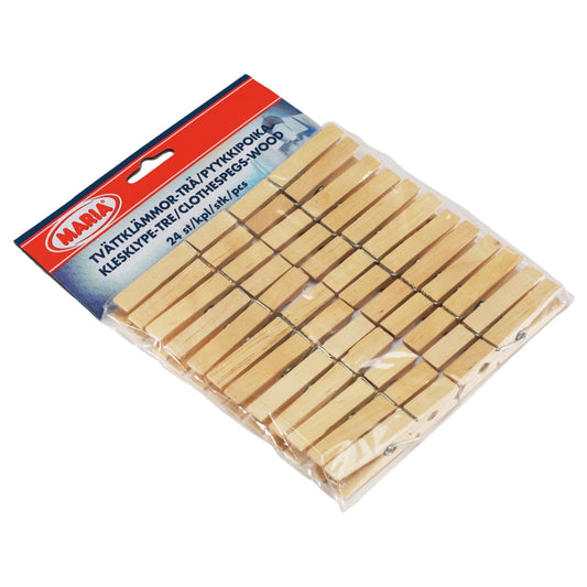 Maria Klädnypor Trä 24-Pack rott