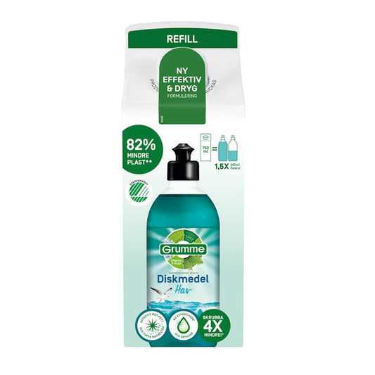 Grumme Diskmedel Hav Refill - 750ml bla