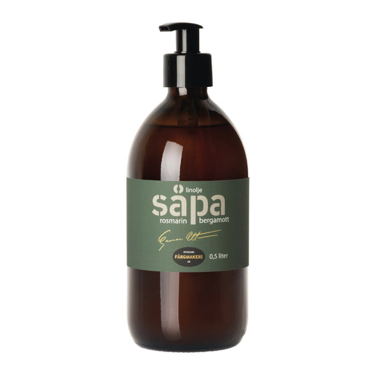 Färgmakeri Linoljesåpa Doft Ottosson ROSMARIN/BERGAMOTT 0,5L svart