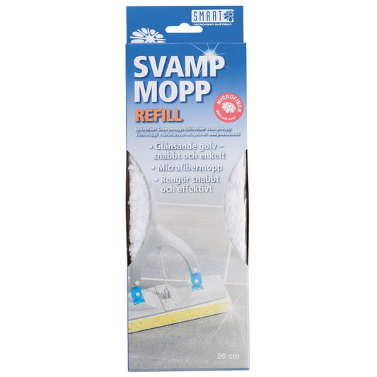 Smart Svampmopp Microfiber Refill - 26 CM vitt i gummi