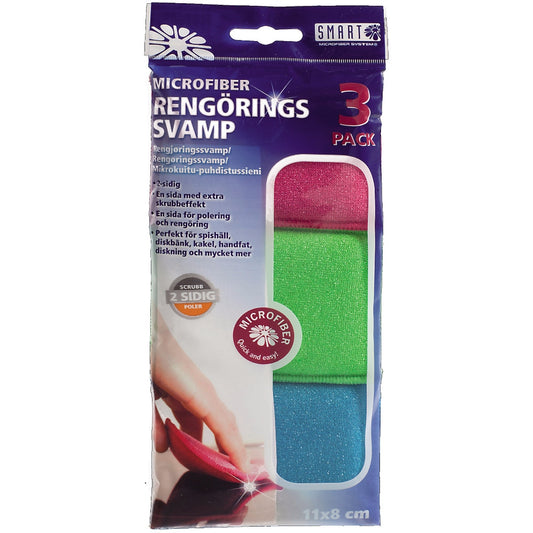 Smart Microfiber Rengöringssvamp 3-Pack vitt i gummi