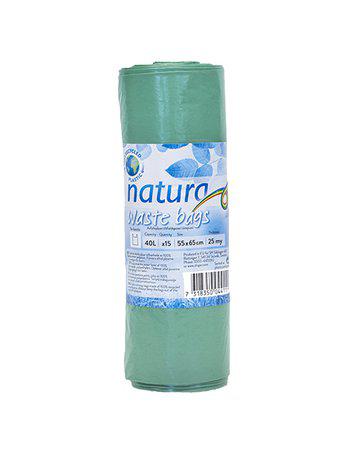 Avfallspåsar grön 40 L 15-Pack bla från Natura