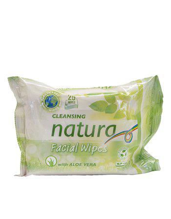 Natura Våtservett Ansikte Aloe Vera 25-Pack vitt