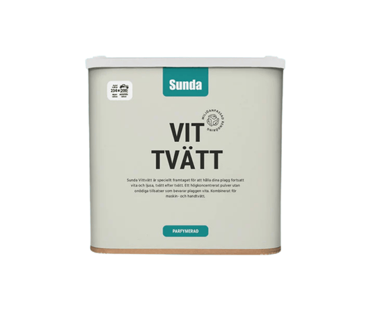 Sunda Vittvätt Pulver - 260 Tvättar - Effektiv och Miljövänlig Rengöring gratt