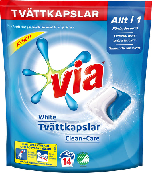 Via Tvättkapslar White - 14st rosa
