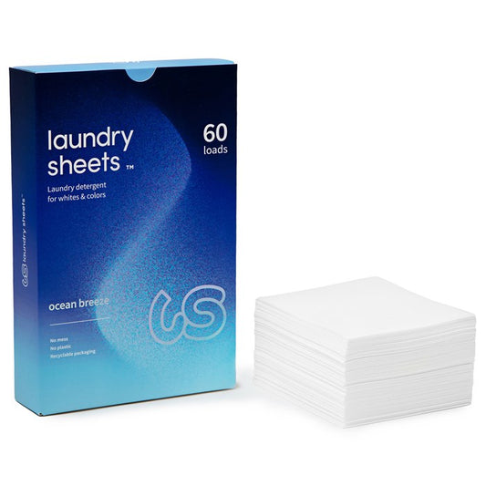Laundry Sheets Ocean Breeze - 60 Tvättar med fräsch doft, högkoncentrerat tvättmedel i arkform för vit och färgad tvätt. Perfekt för miljövänlig tvätt.