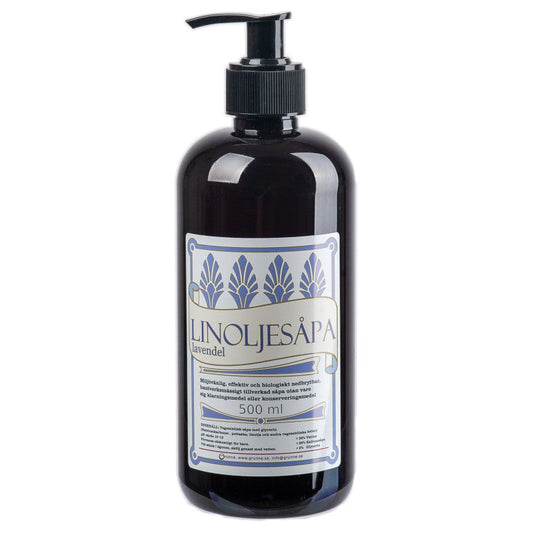 Grunne Linoljesåpa Pet Lavendel - 500 ml svart