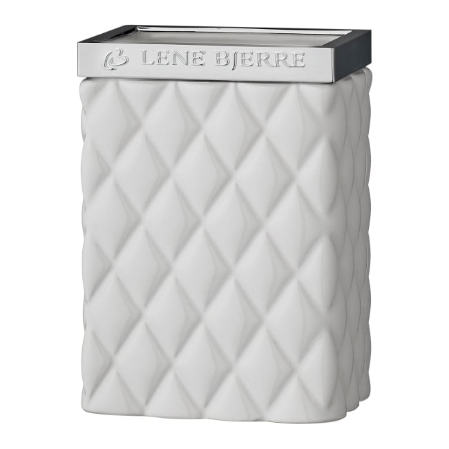 LENE BJERRE Portia Tandborstmugg – 8x6x11 cm, Vit/Silver vitt