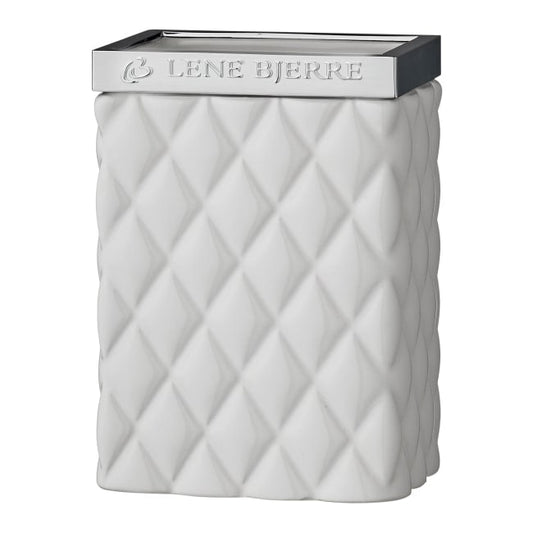 LENE BJERRE Portia Tandborstmugg – 8x6x11 cm, Vit/Silver vitt