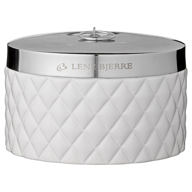 LENE BJERRE Portia Förvaringsburk – Ø15x9 cm, Vit/Silver vitt