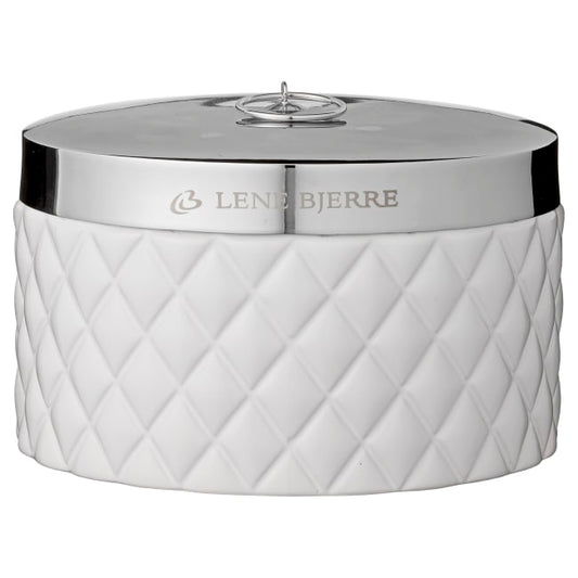 LENE BJERRE Portia Förvaringsburk – Ø15x9 cm, Vit/Silver vitt