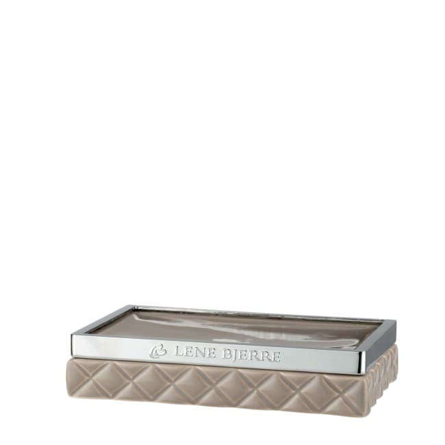 LENE BJERRE Portia Tvålfat – 13x10x3 cm, Driftwood/Silver vitt