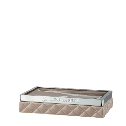LENE BJERRE Portia Tvålfat – 13x10x3 cm, Driftwood/Silver vitt