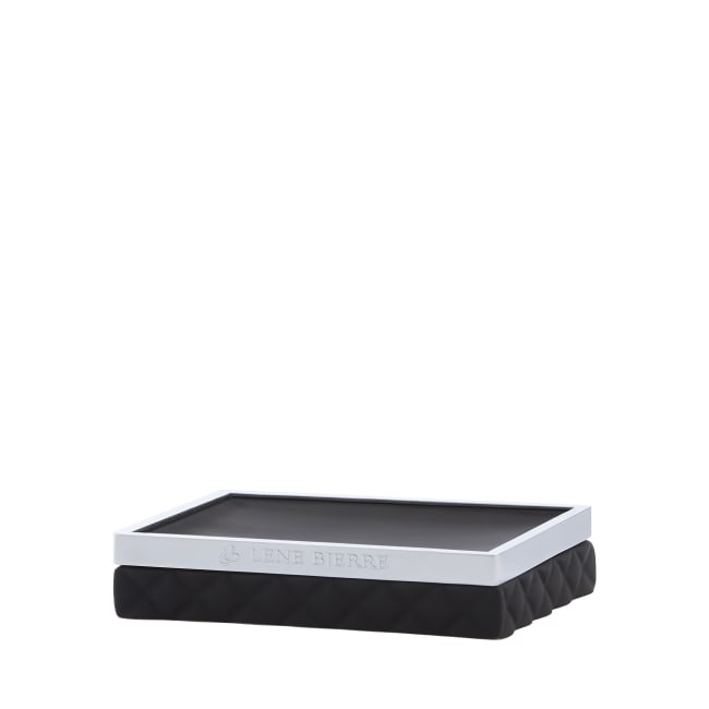 LENE BJERRE Portia Tvålfat – 13x10x3 cm, Svart/Silver vitt
