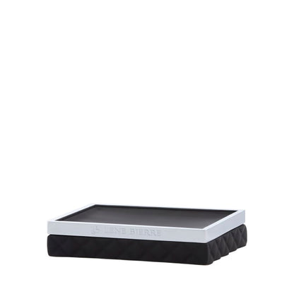 LENE BJERRE Portia Tvålfat – 13x10x3 cm, Svart/Silver vitt