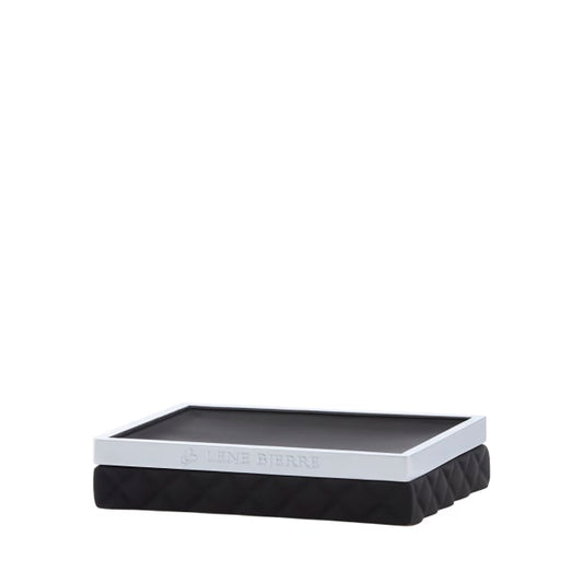 LENE BJERRE Portia Tvålfat – 13x10x3 cm, Svart/Silver vitt