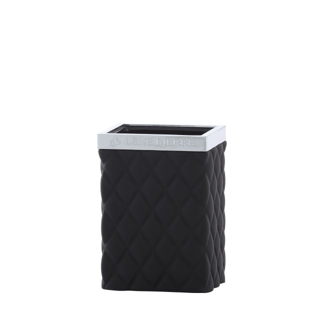 LENE BJERRE Portia Tandborstmugg – 8x6x11 cm, Svart/Silver vitt