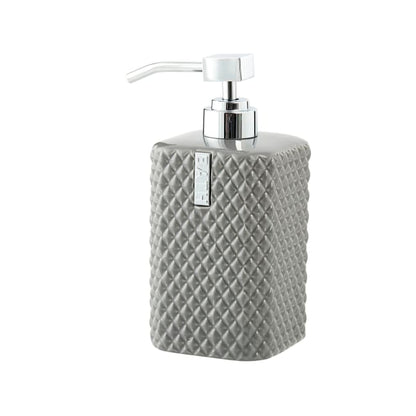 LENE BJERRE Marion Tvåldispenser – 7,5x7,5x17,5 cm, Mellangrå/Silver vitt