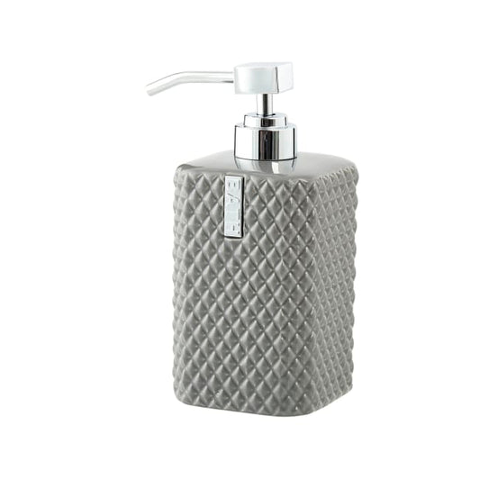 LENE BJERRE Marion Tvåldispenser – 7,5x7,5x17,5 cm, Mellangrå/Silver vitt