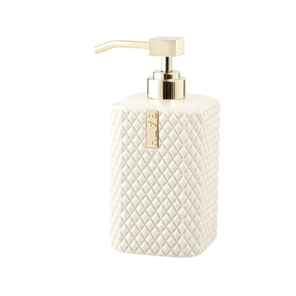 LENE BJERRE Marion Tvåldispenser – 7,5x7,5x17,5 cm, Vit/Silver vitt
