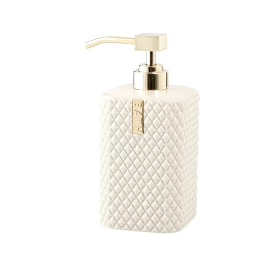 LENE BJERRE Marion Tvåldispenser – 7,5x7,5x17,5 cm, Camel/Ljusguld