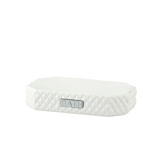 LENE BJERRE Marion Tvålfat – 13,5x9x2,5 cm, Vit/Silver vitt