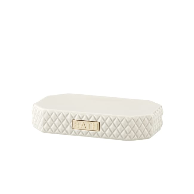 LENE BJERRE Marion Tvålfat – 13,5x9x2,5 cm, Camel/Ljusguld vitt