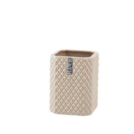 LENE BJERRE Marion Tandborstmugg – 7,5x7,5x10,5 cm, Driftwood/Silver vitt