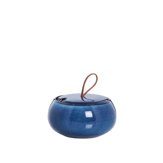LENE BJERRE Amera Sockerskål – Ø13x7 cm, Blå vitt